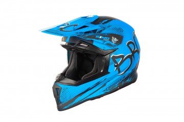 KIMO BRO Kinder Crosshelm Helm Sport Mat-Blue ECE